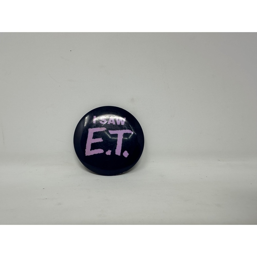 Vintage 1982 I SAW E.T. Pinback Button Movie Promo Universal City Studios Blue